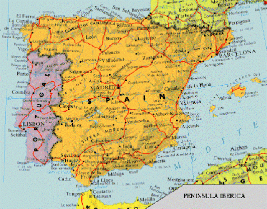 portugal spain map